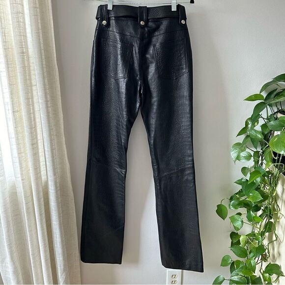 ALESSANDRA RICH Croc-effect Leather Pants - Picture 9 of 13